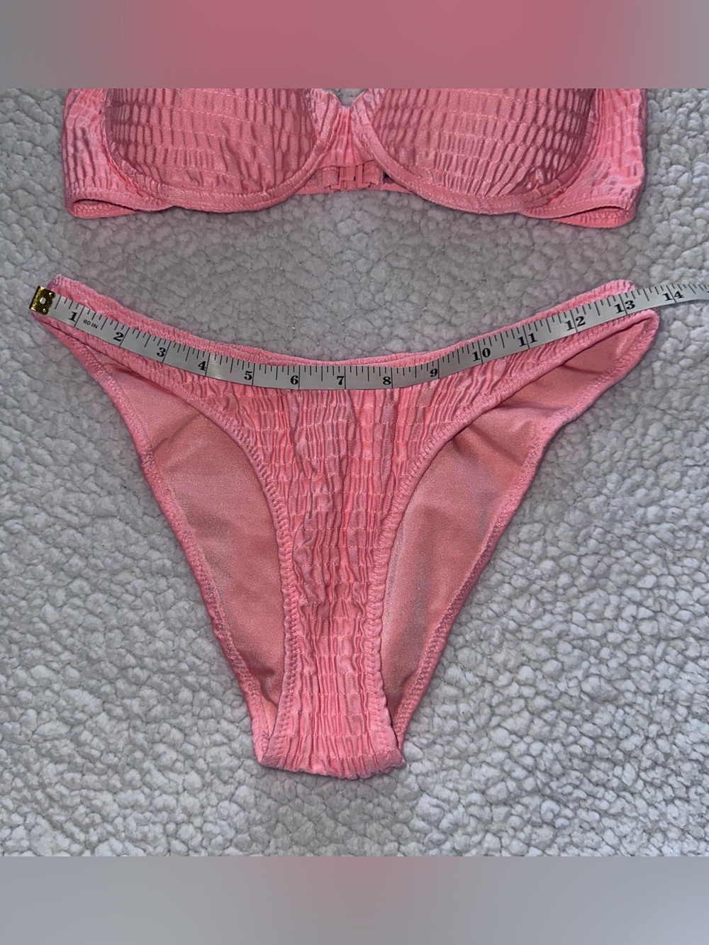 TRIANGL bikini set peach pink crinkle texture cheeky cut adjustable straps S - Picture 12 of 13